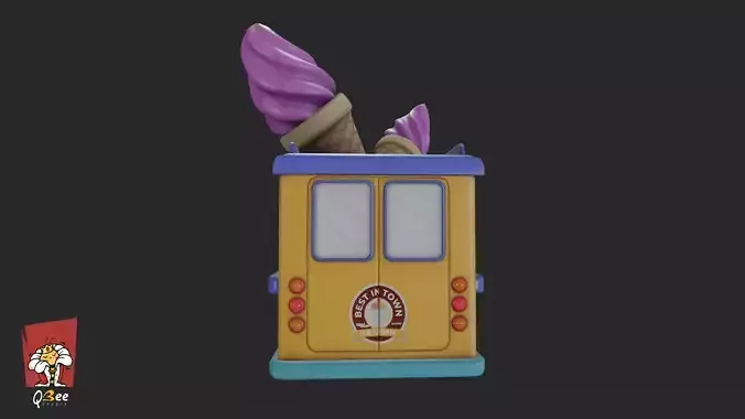 Ice Cream Truck Low-poly 3D model 6