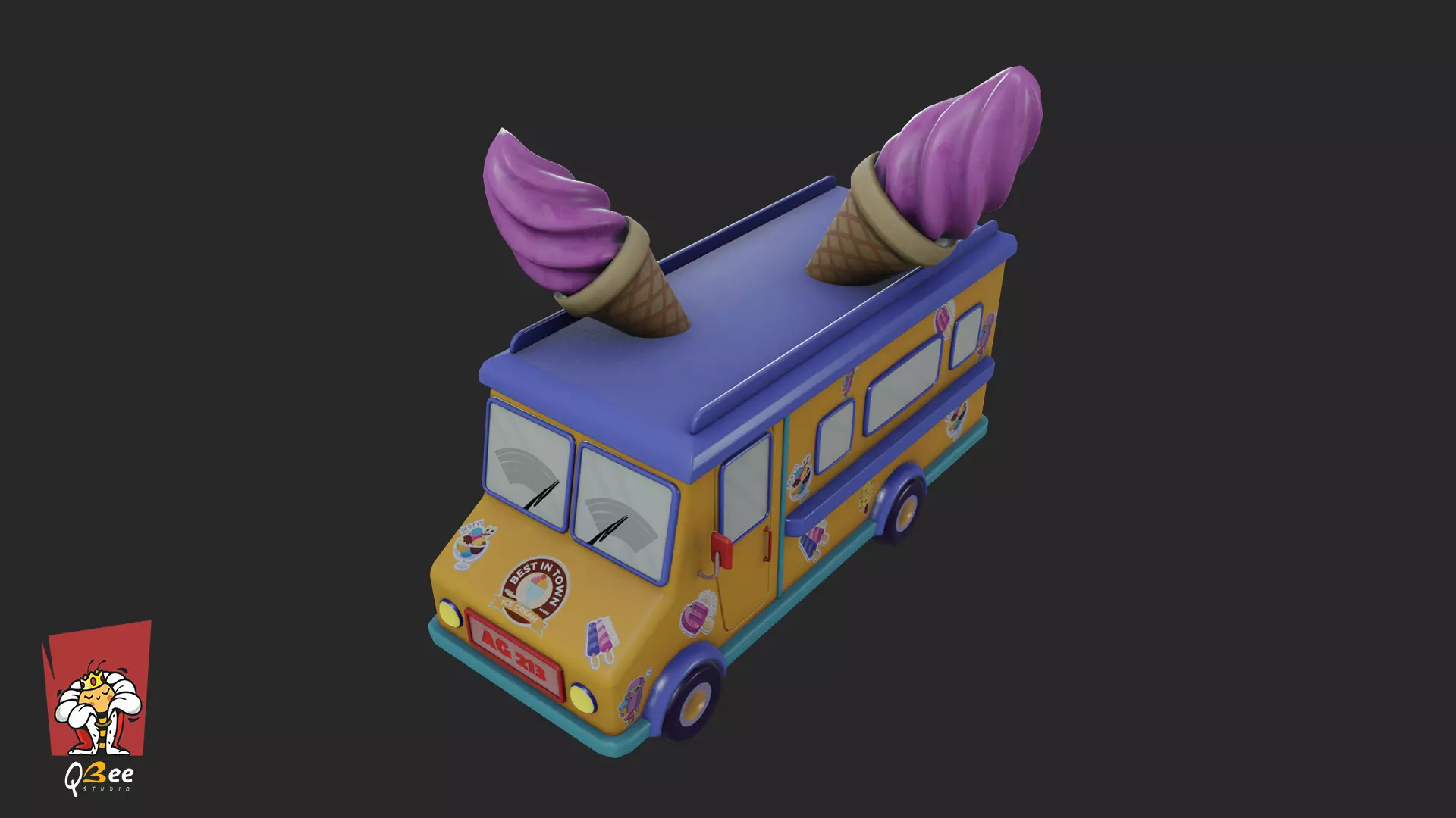 Ice Cream Truck Low-poly 3D model