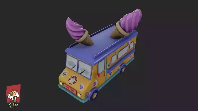 Ice Cream Truck Low-poly 3D model