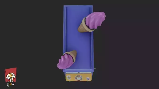Ice Cream Truck Low-poly 3D model 5