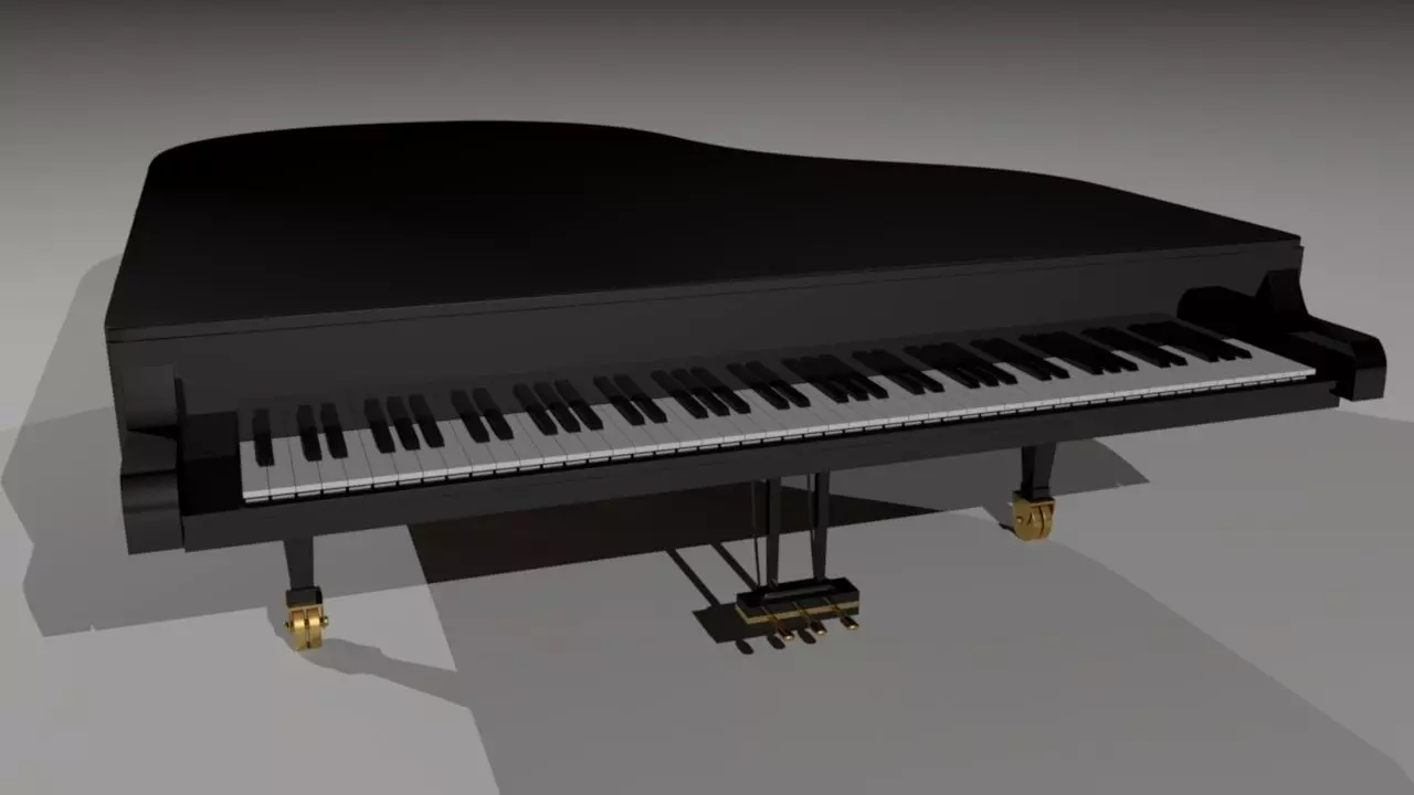 Grand Piano Black Low-poly 3D model