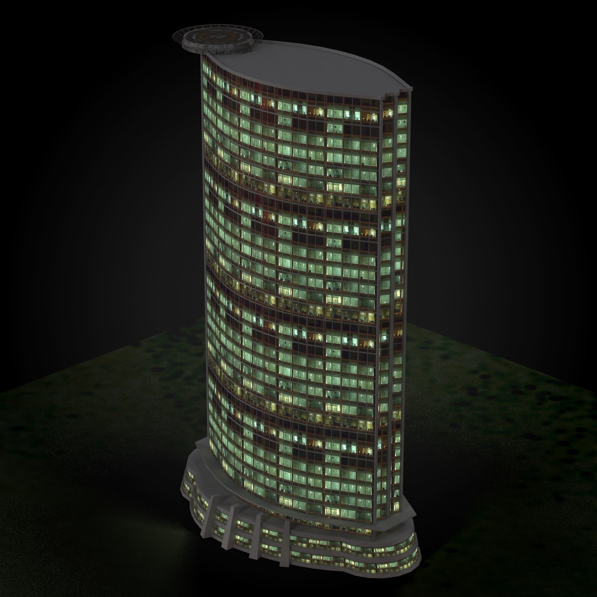 Skyscraper tall building Low-poly 3D model_15