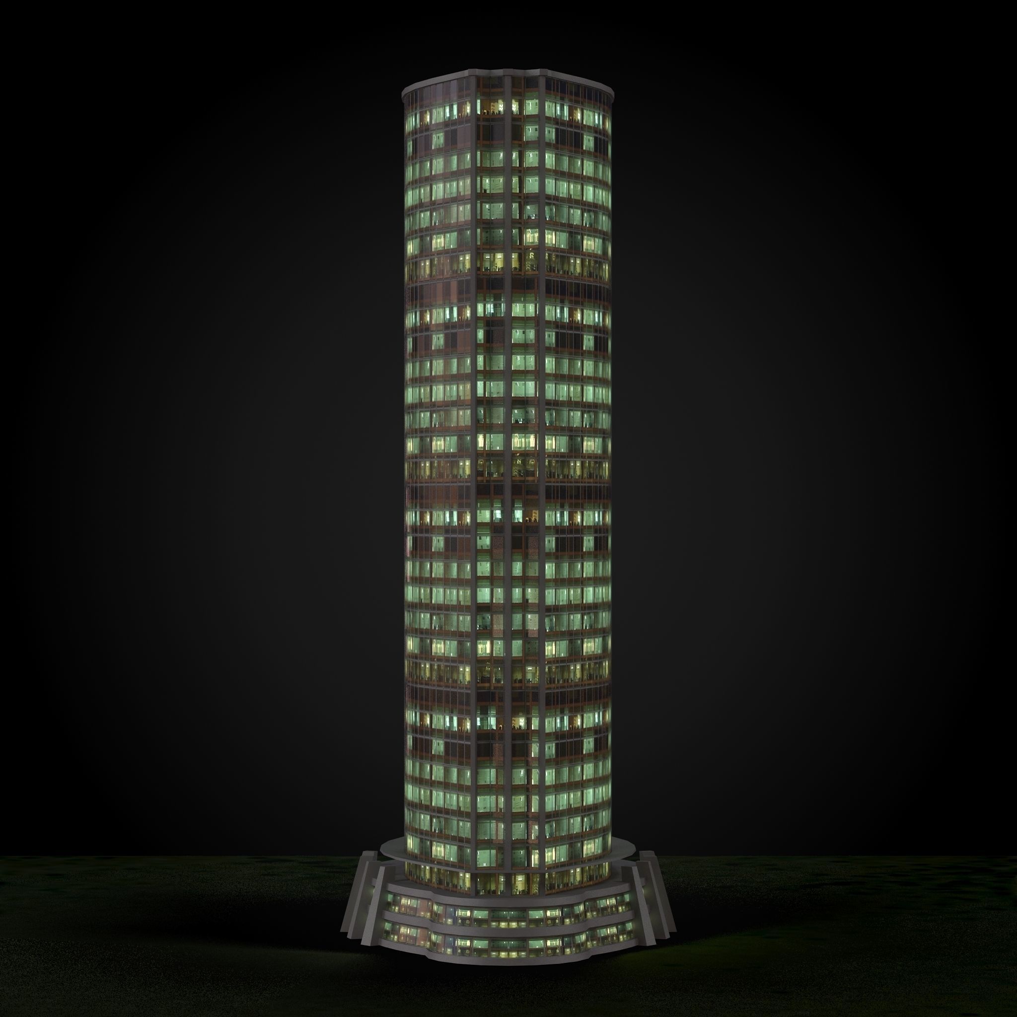 Skyscraper tall building Low-poly 3D model_13
