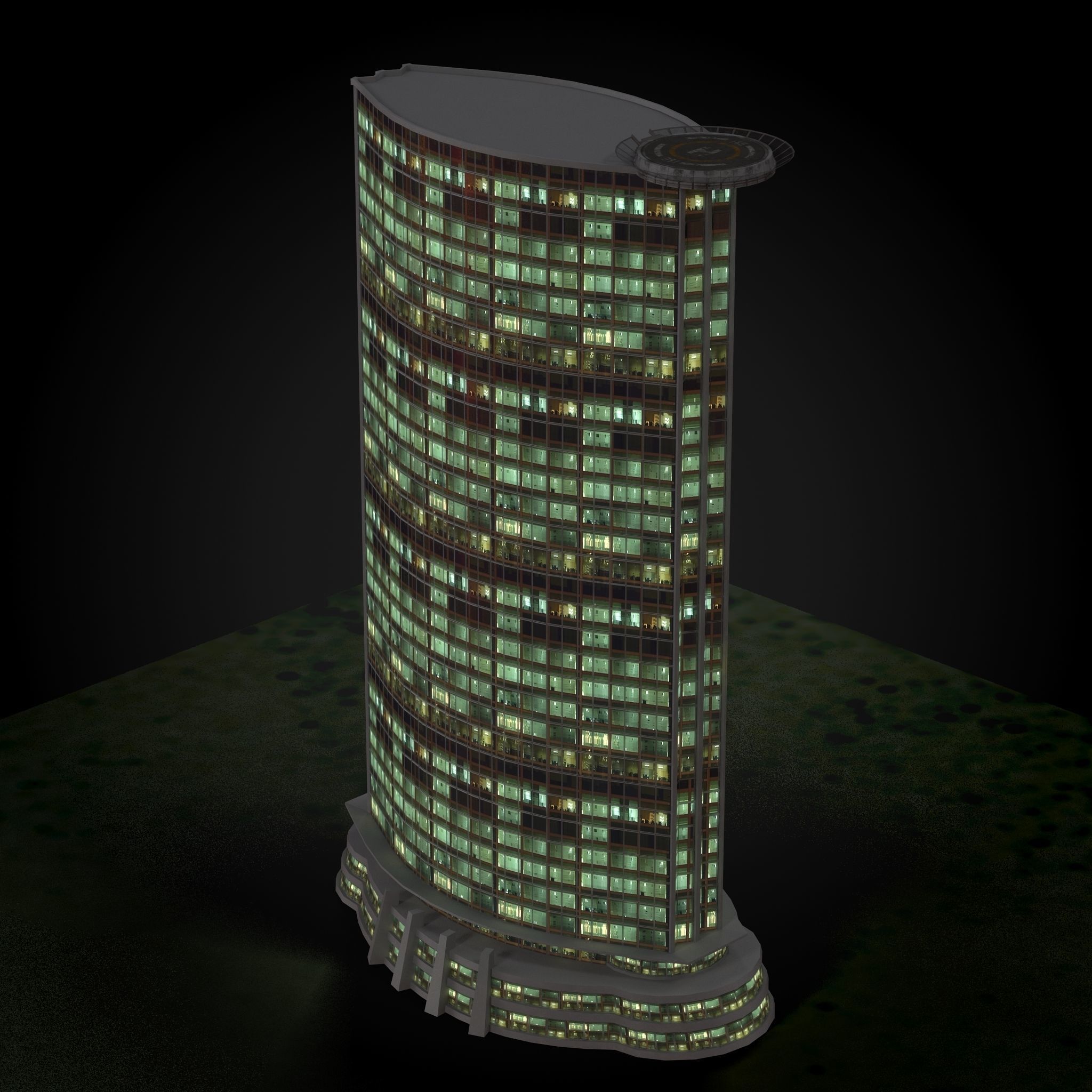 Skyscraper tall building Low-poly 3D model_12
