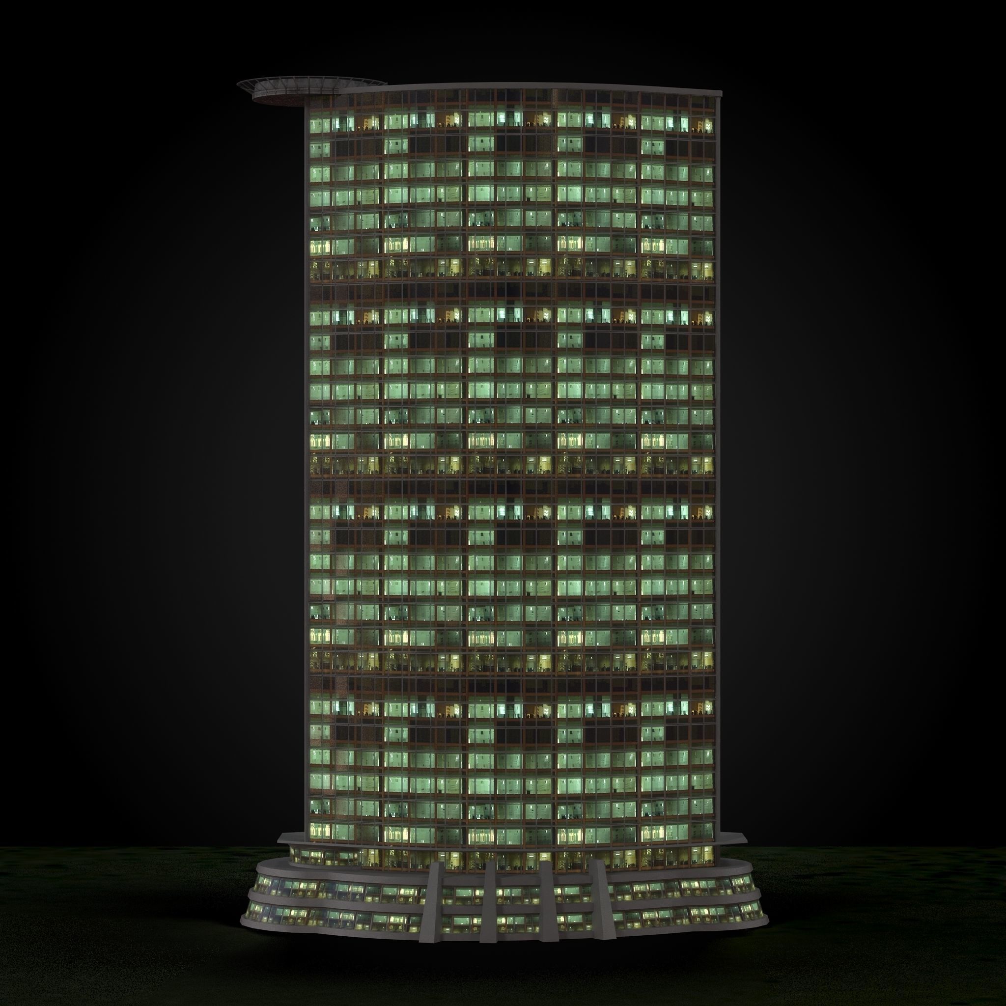 Skyscraper tall building Low-poly 3D model_14