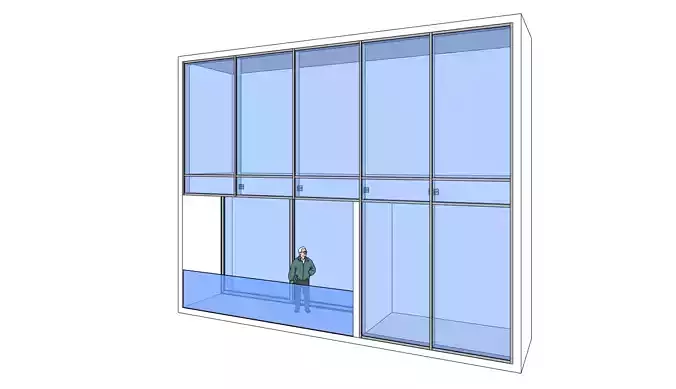 Stick Facade with Sliding Door 3D model