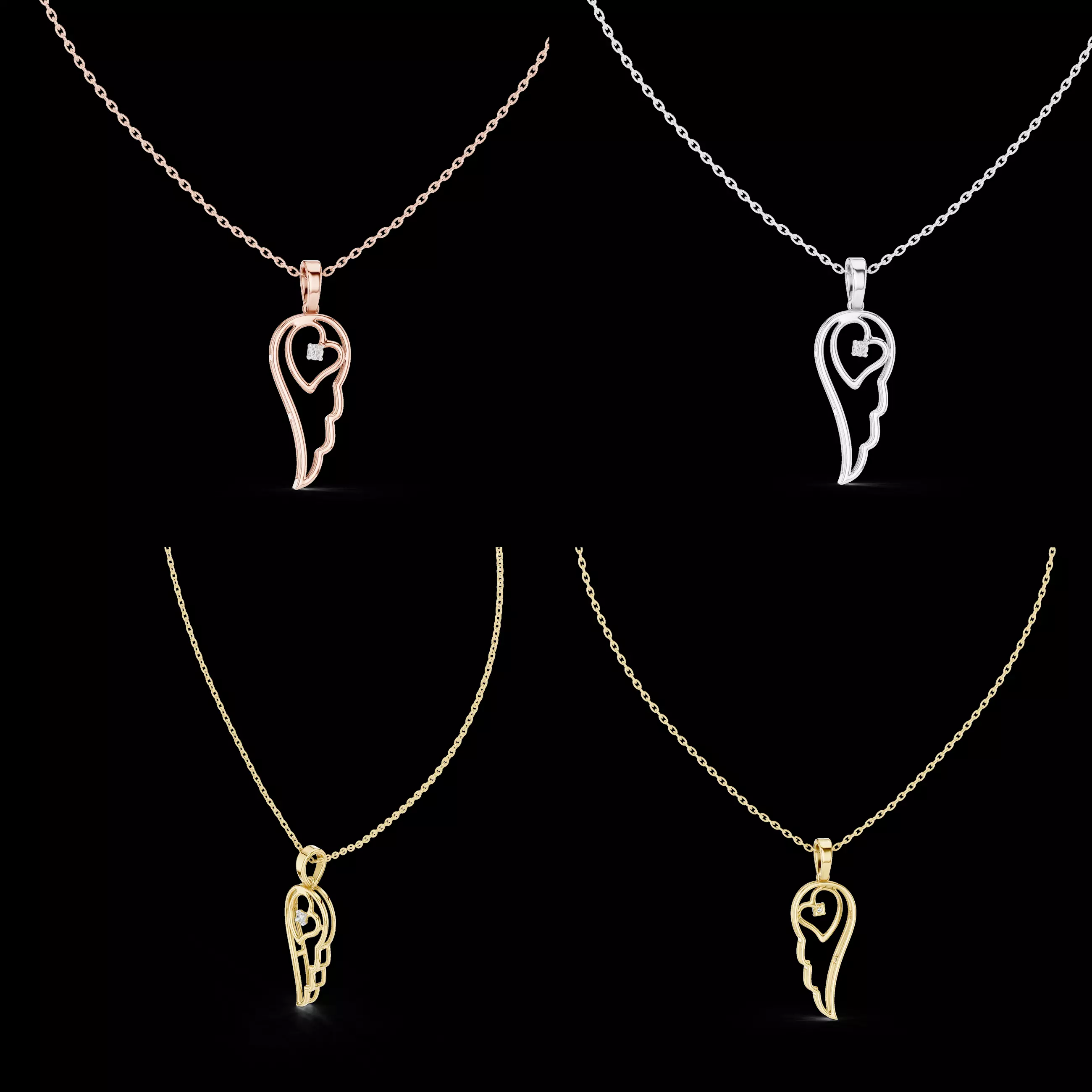 Heart Wing Ring Pendant CAD Jewelry Design for Casting 3D print model