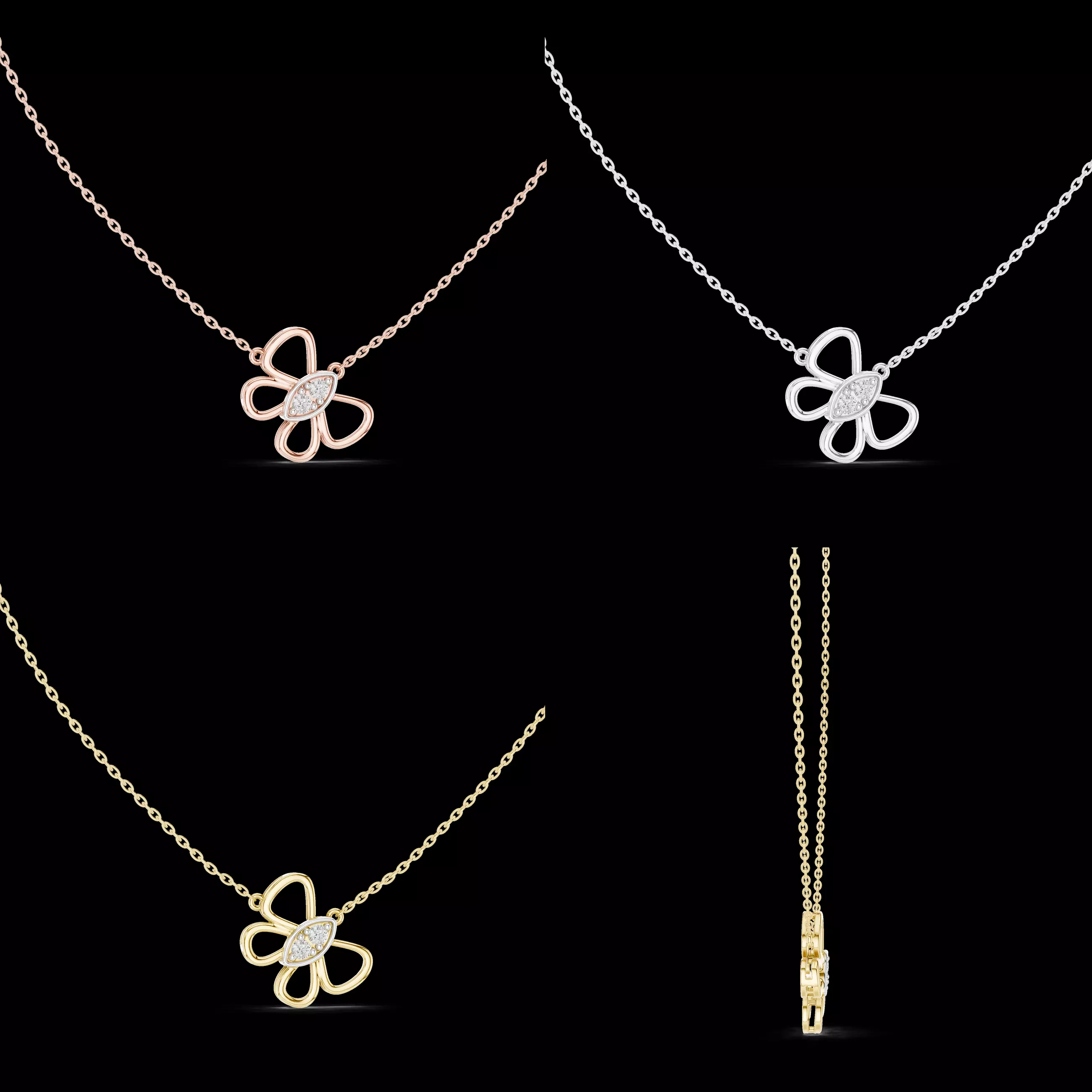 Butterfly Floral Ring Pendant CAD Jewelry Design for Casting 3D print model