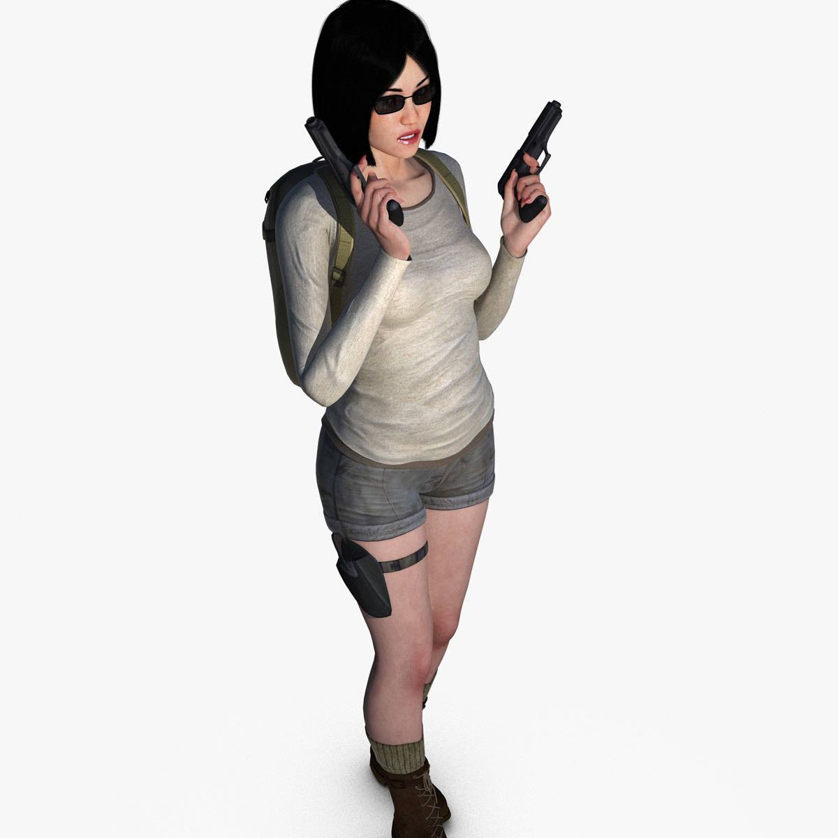 Adventuress Woman Low-poly 3D model_3