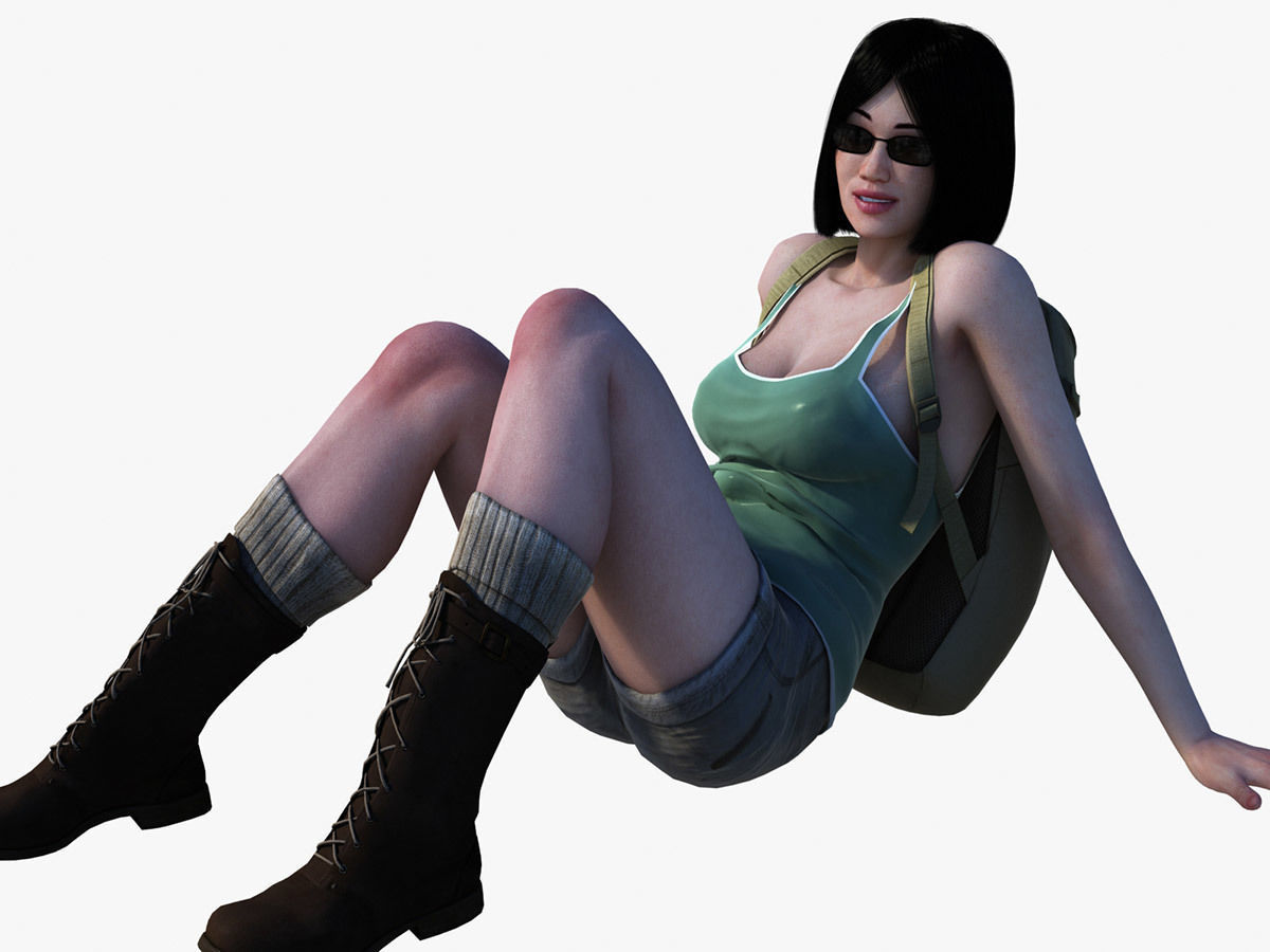 Adventuress Woman Low-poly 3D model_2