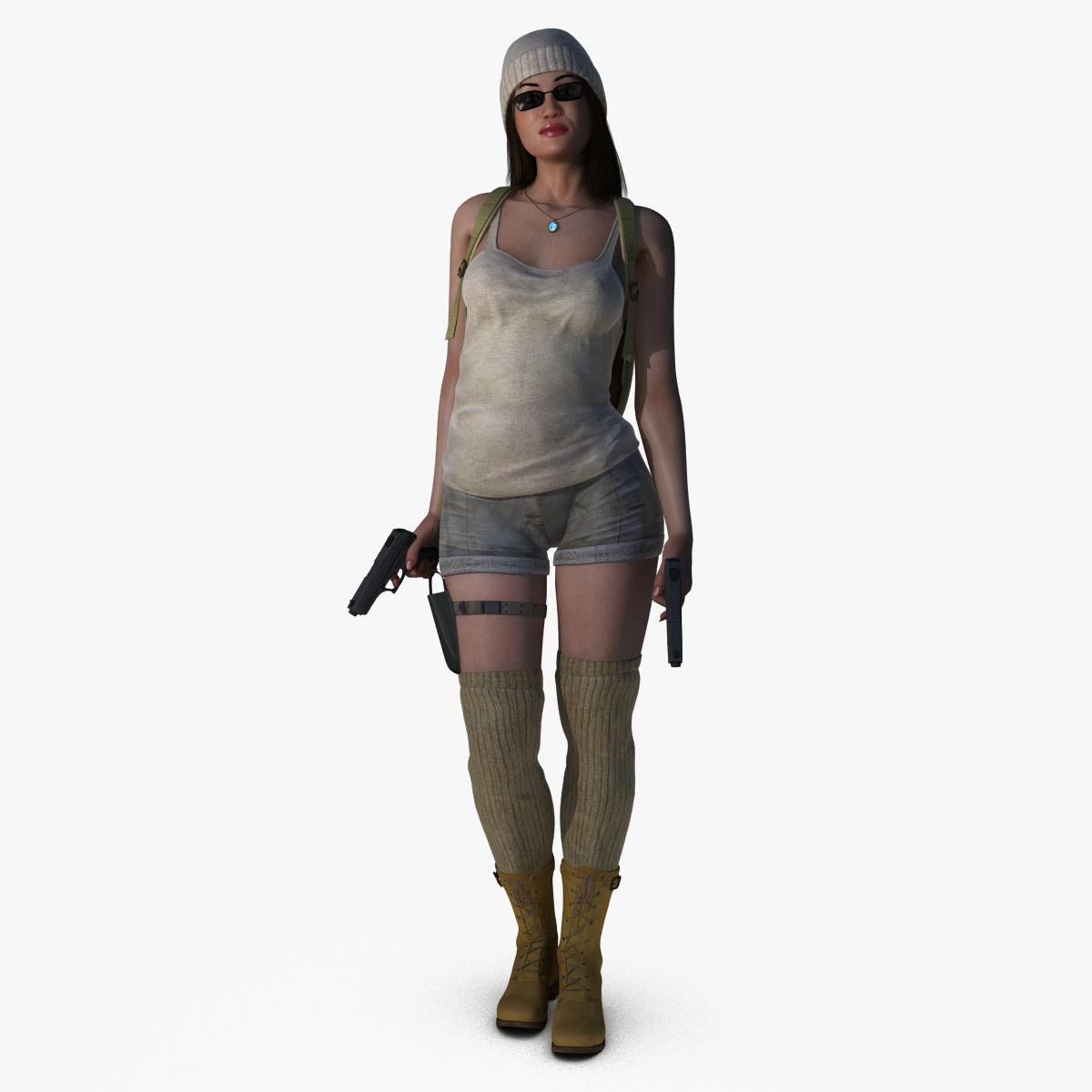 Adventuress Woman Low-poly 3D model_5