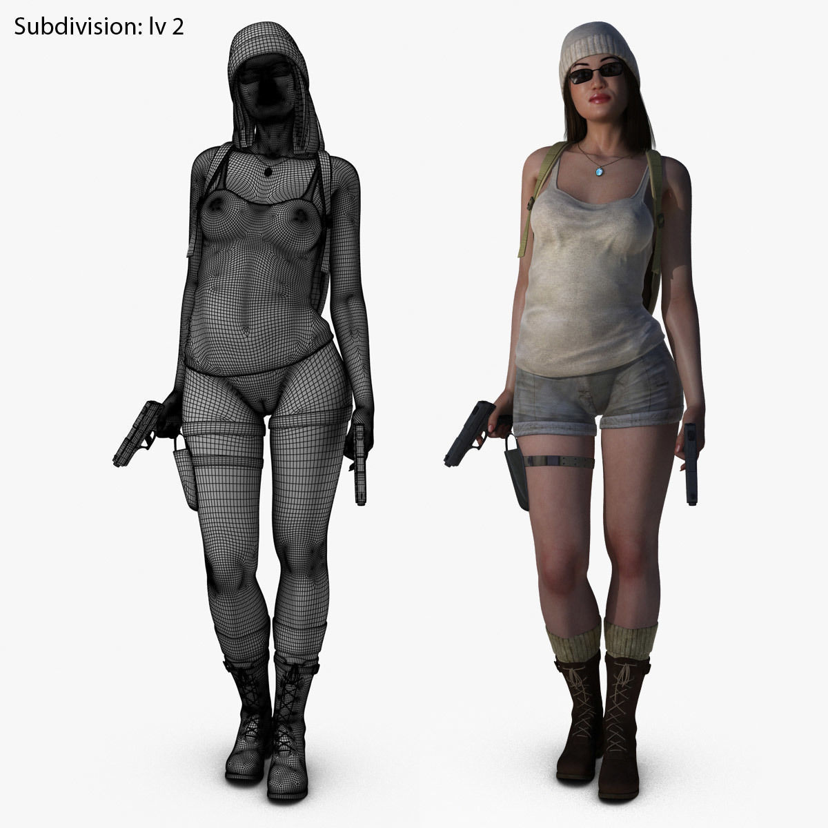 Adventuress Woman Low-poly 3D model_15