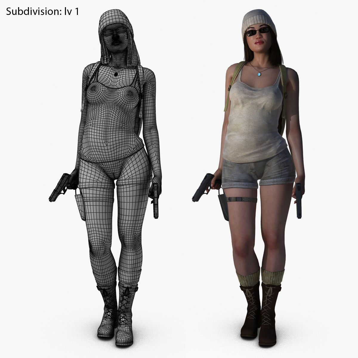 Adventuress Woman Low-poly 3D model_14