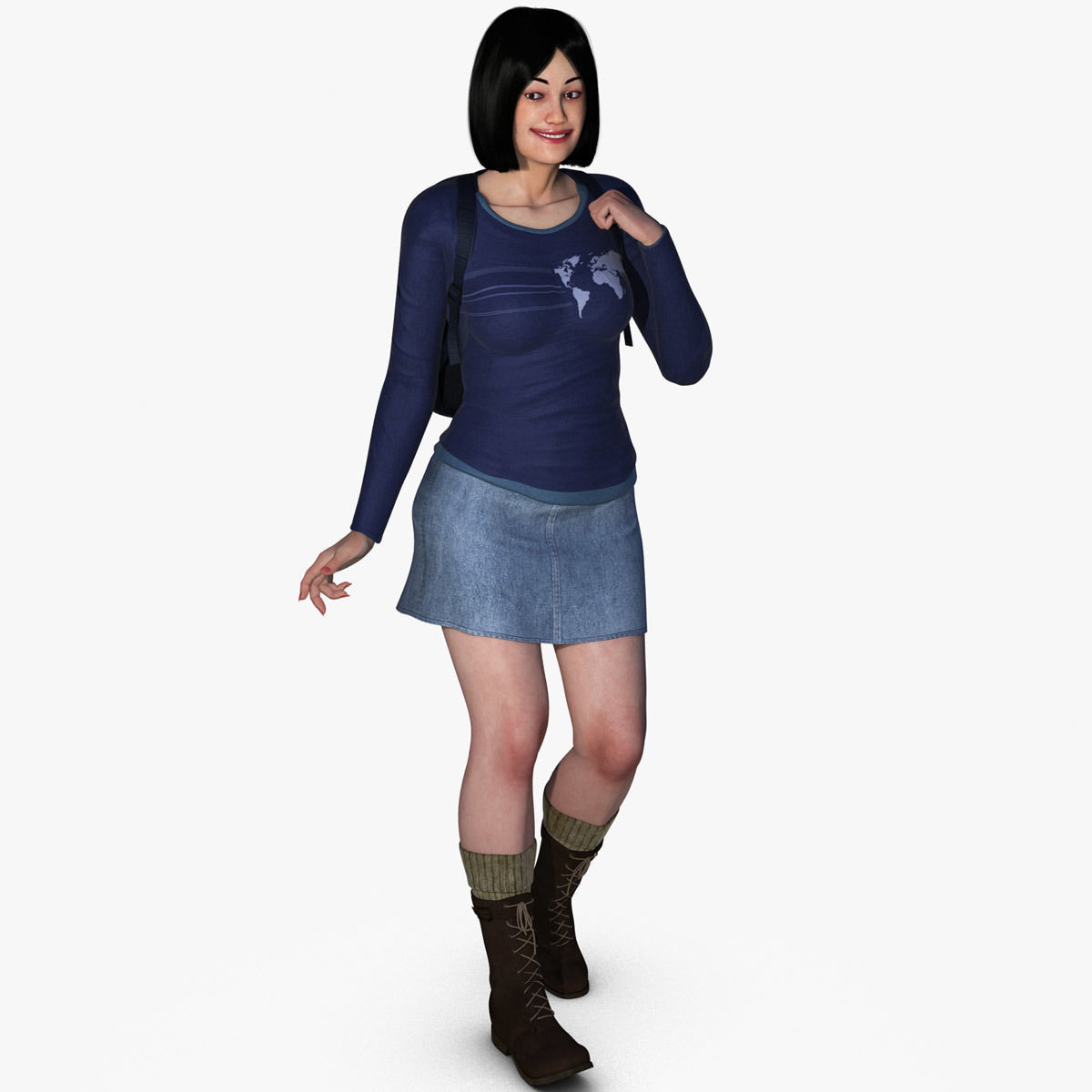 Adventuress Woman Low-poly 3D model_6