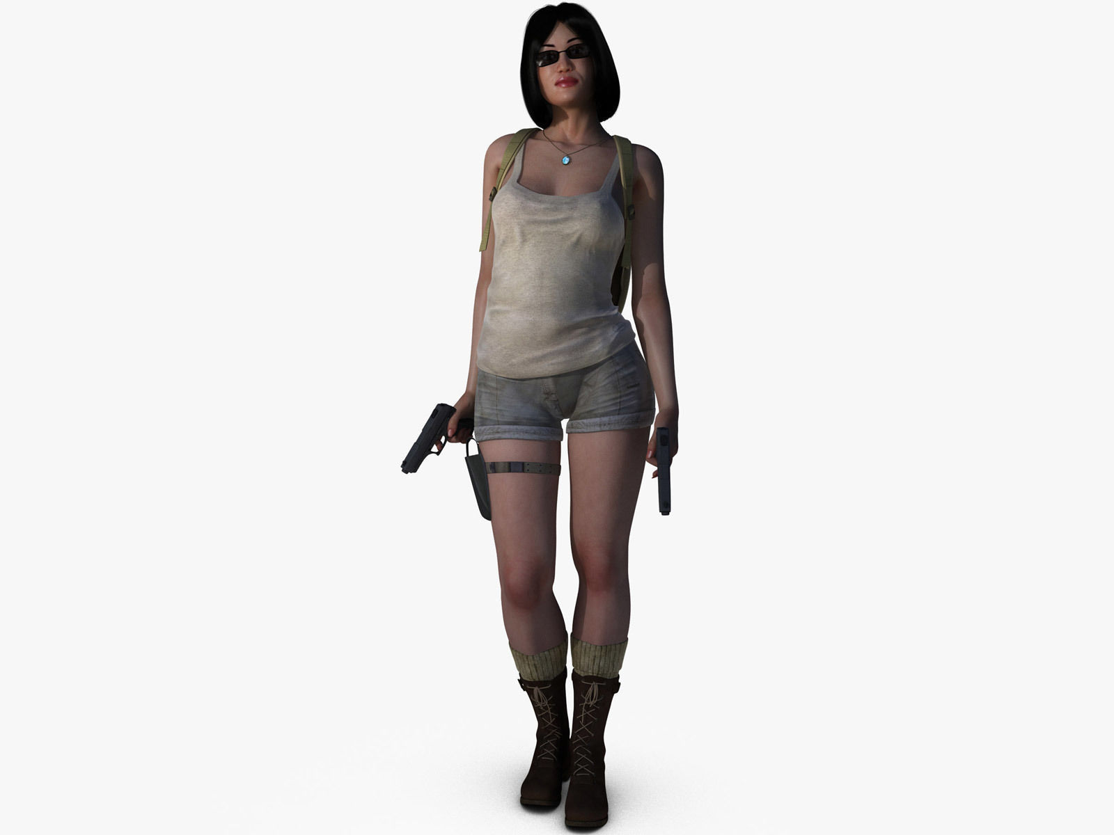 Adventuress Woman Low-poly 3D model_1