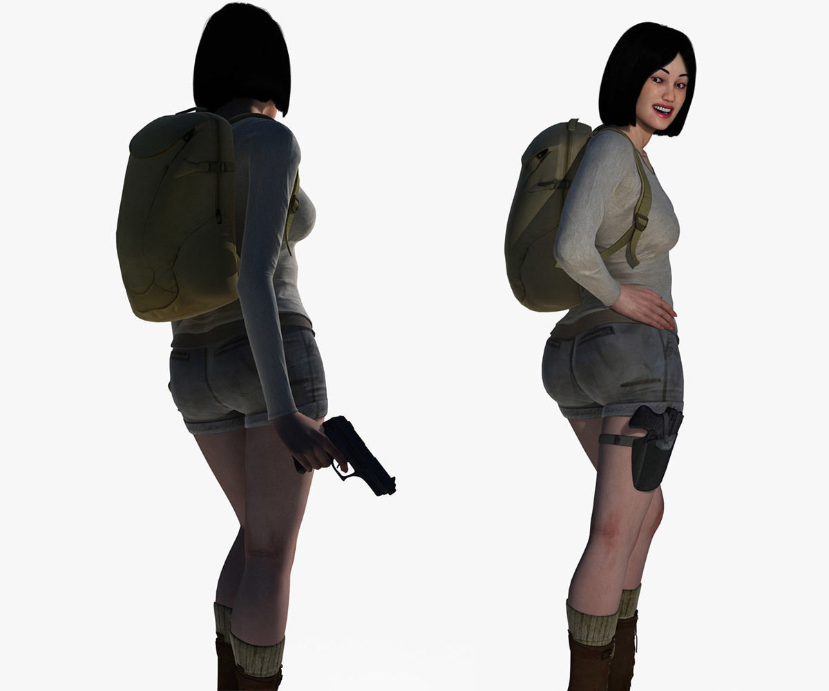 Adventuress Woman Low-poly 3D model_8