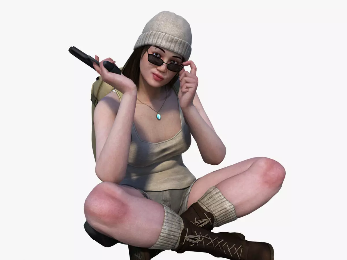 Adventuress Woman Low-poly 3D model_0