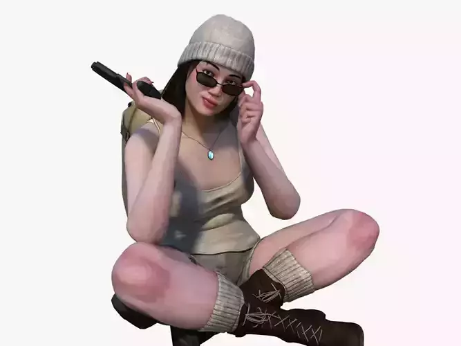 Adventuress Woman Low-poly 3D model