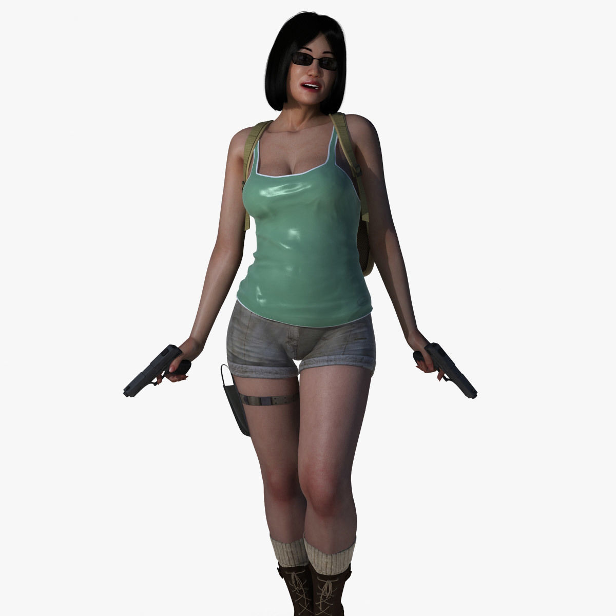 Adventuress Woman Low-poly 3D model_4