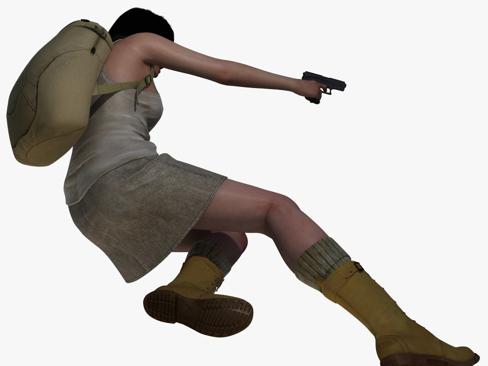 Adventuress Woman Low-poly 3D model_7