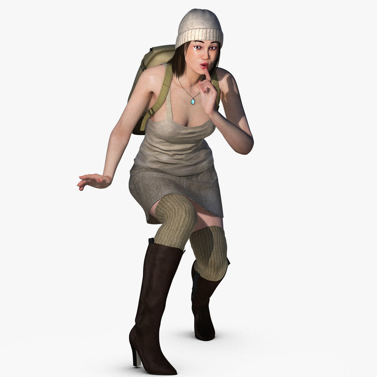 Adventuress Woman Low-poly 3D model_10