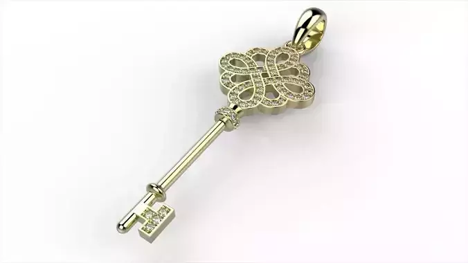 TiffanyKey gold key pendant with diamonds