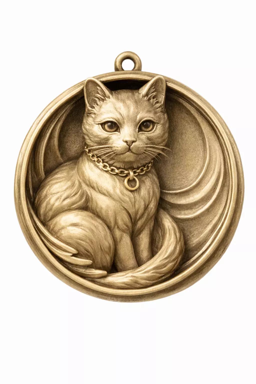 Sitting Cat Round Pendant 3D Model 3D print model