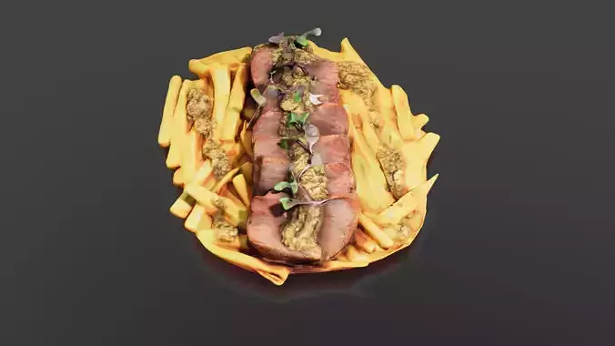 Steak fries Low-poly 3D model 4