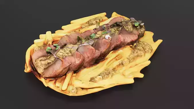 Steak fries Low-poly 3D model 3