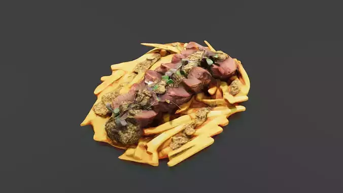 Steak fries Low-poly 3D model 5