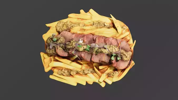 Steak fries Low-poly 3D model 6