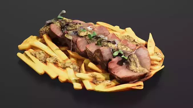Steak fries Low-poly 3D model 2