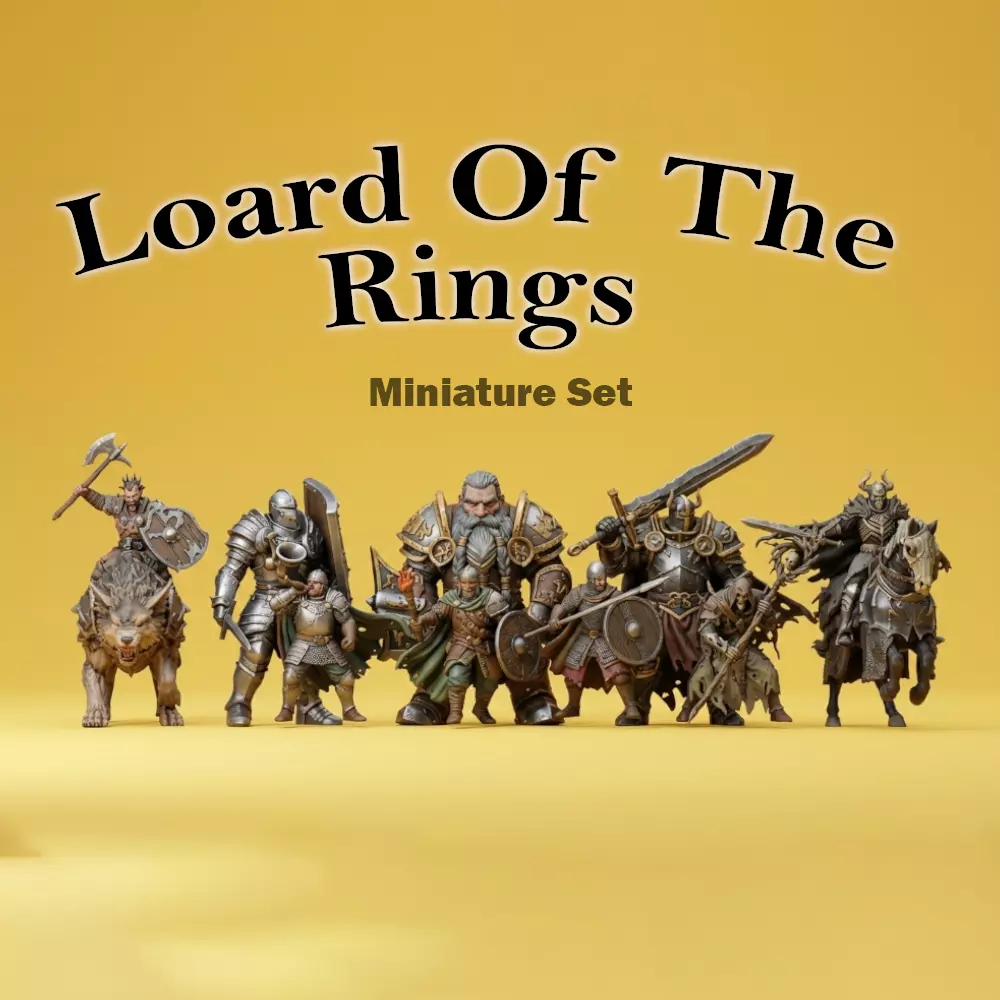 Lord of the rings Battle Miniature Set Medieval War Scene STL 3D print model