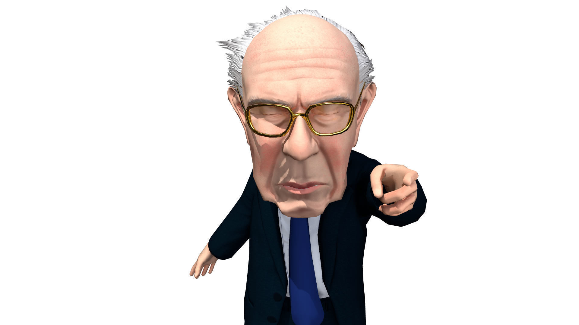 Bernie Sanders Caricature Low-poly 3D model_3