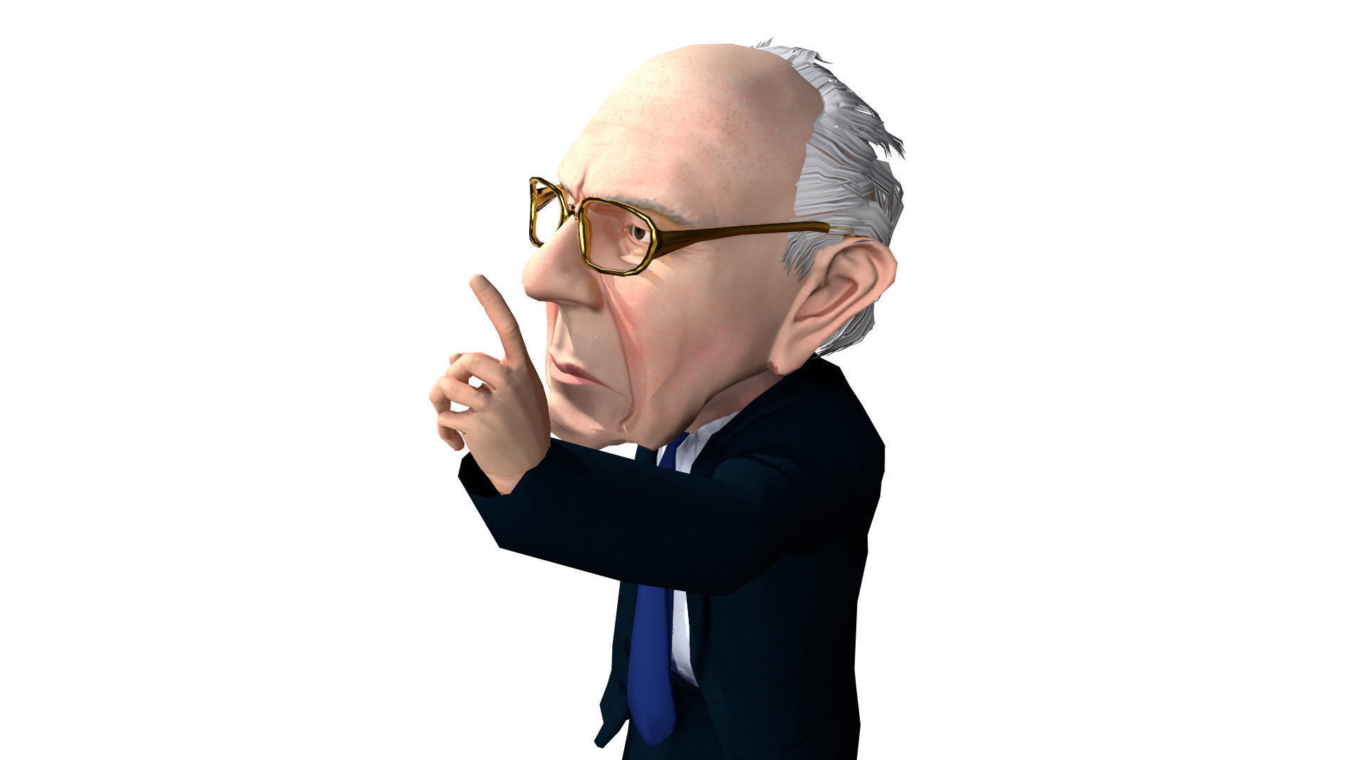 Bernie Sanders Caricature Low-poly 3D model_2