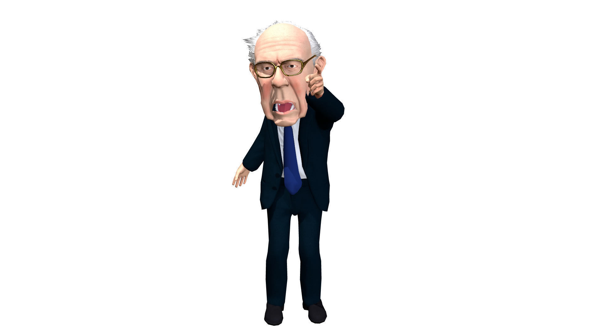 Bernie Sanders Caricature Low-poly 3D model_1