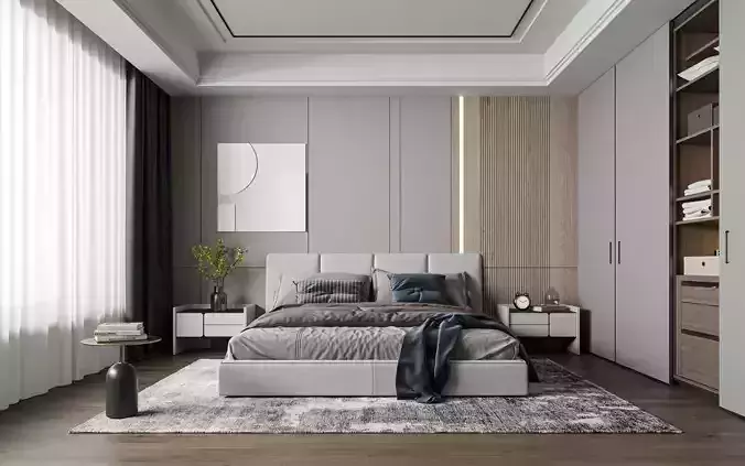 Modern Minimal Master Bedroom 3D model