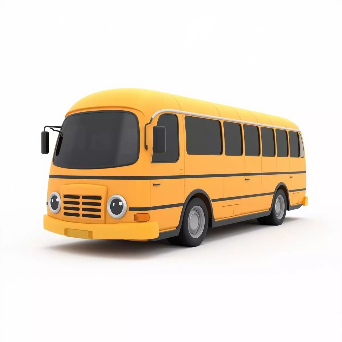 Yellow Cartoon School Bus 3D Model Low-poly 3D model