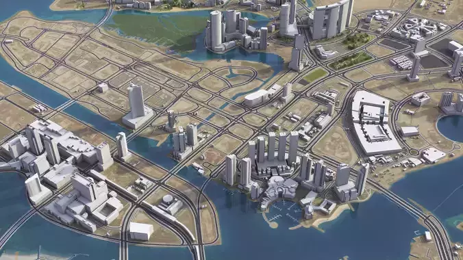 Al Reem Island - Abu Dhabi - 3D City Model Low-poly 3D model 7