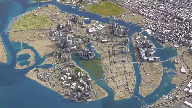 Al Reem Island - Abu Dhabi - 3D City Model Low-poly 3D model 4