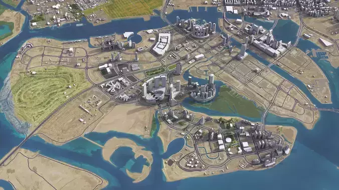 Al Reem Island - Abu Dhabi - 3D City Model Low-poly 3D model 5