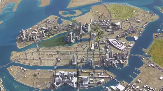 Al Reem Island - Abu Dhabi - 3D City Model Low-poly 3D model 3