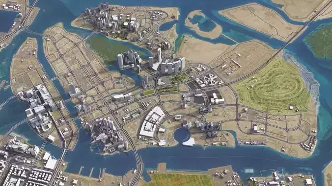 Al Reem Island - Abu Dhabi - 3D City Model Low-poly 3D model 2