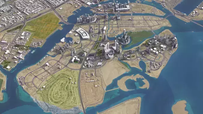 Al Reem Island - Abu Dhabi - 3D City Model Low-poly 3D model 6