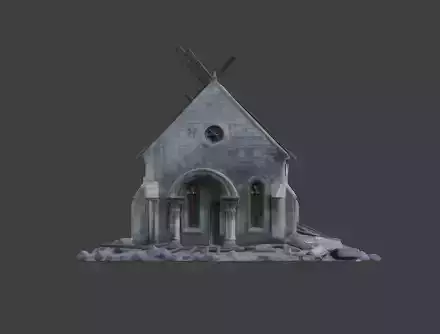 Ruined Stone Church 3D Model Low-poly 3D model 5