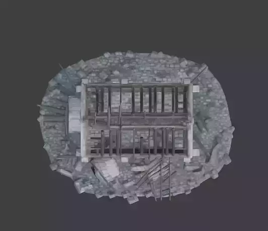 Ruined Stone Church 3D Model Low-poly 3D model 2