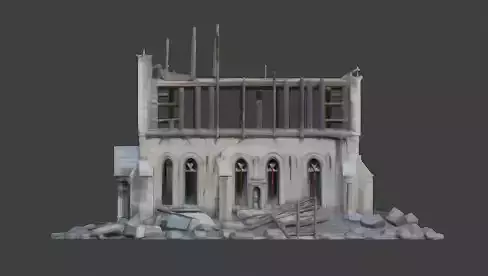 Ruined Stone Church 3D Model Low-poly 3D model 6