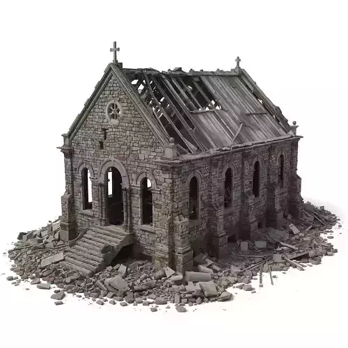 Ruined Stone Church 3D Model
