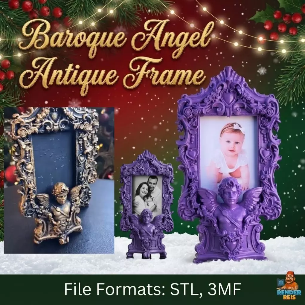 Baroque Angel Antique Frame 3D print model