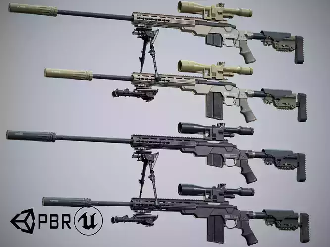 Remington 700 Tactical Sniper Rifle low-poly 3d model